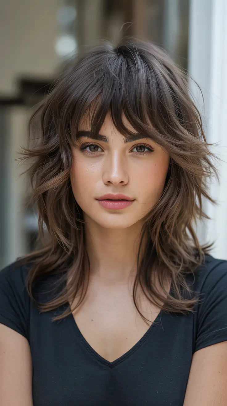 Latest haircut styles 2026 Soft Shag With Breezy Bangs