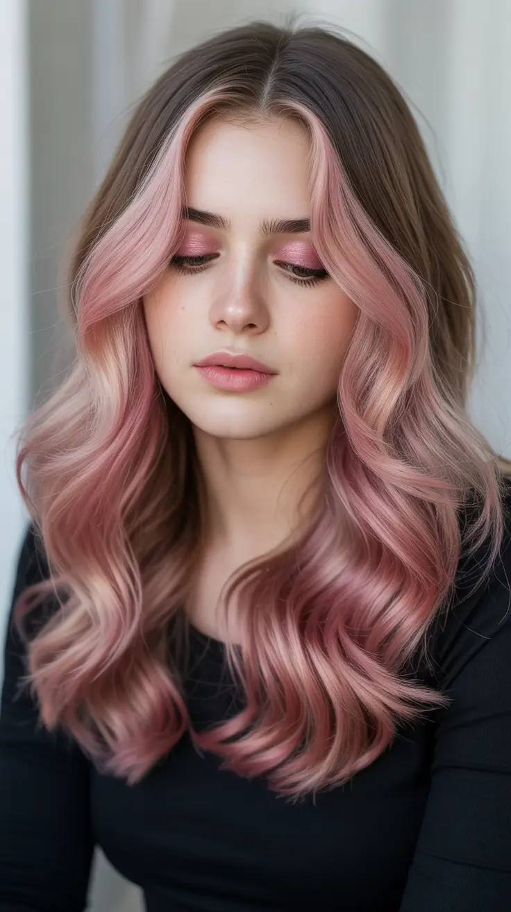 Latest haircut styles 2026 Soft Rose Balayage Waves