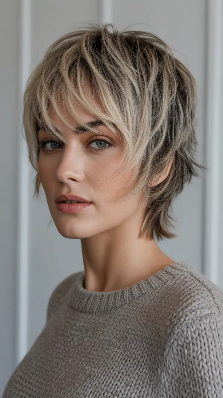 Latest haircut styles 2026 Shaggy Blonde Pixie With Soft Edges