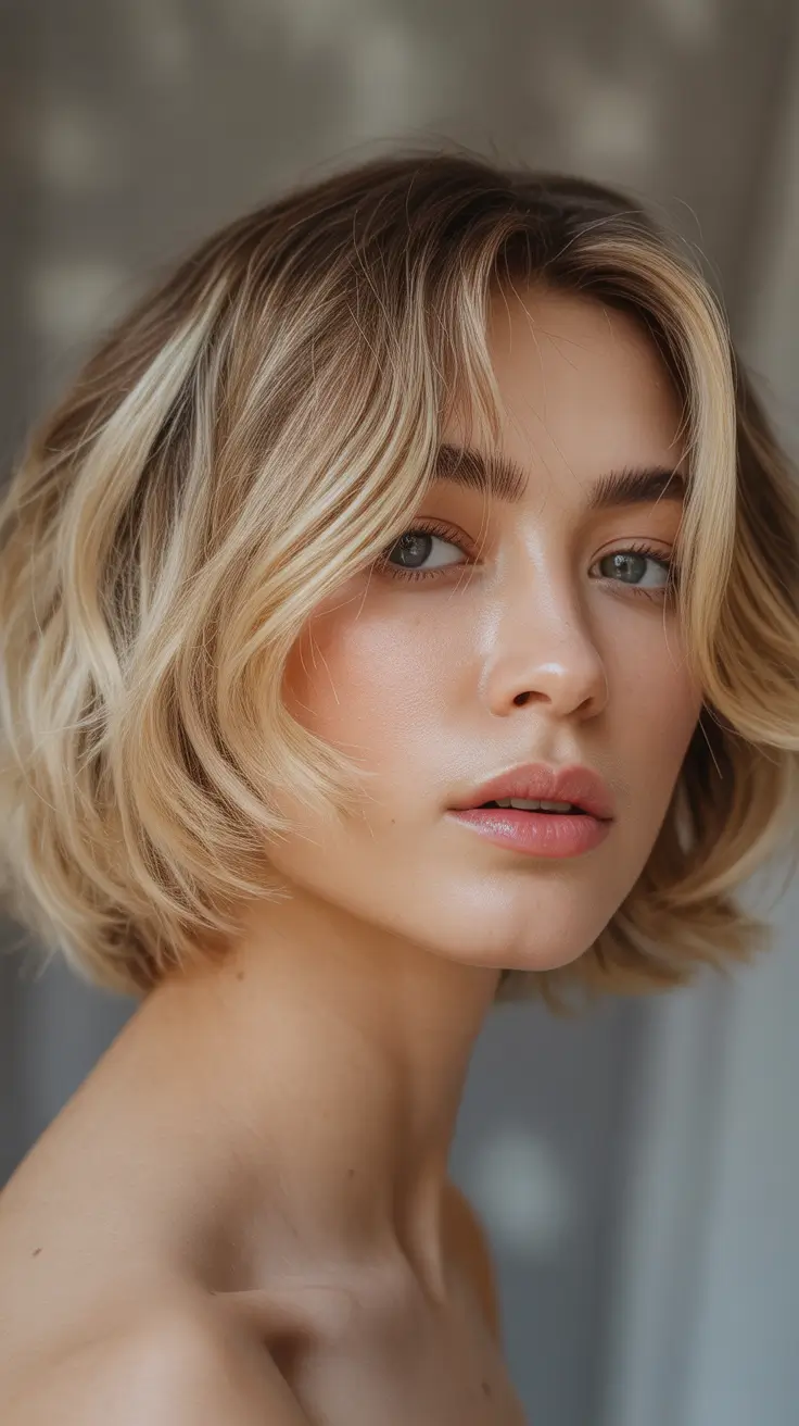bob haircut styles 2026 Airy Wavy Bob with Soft Face-Framing Light