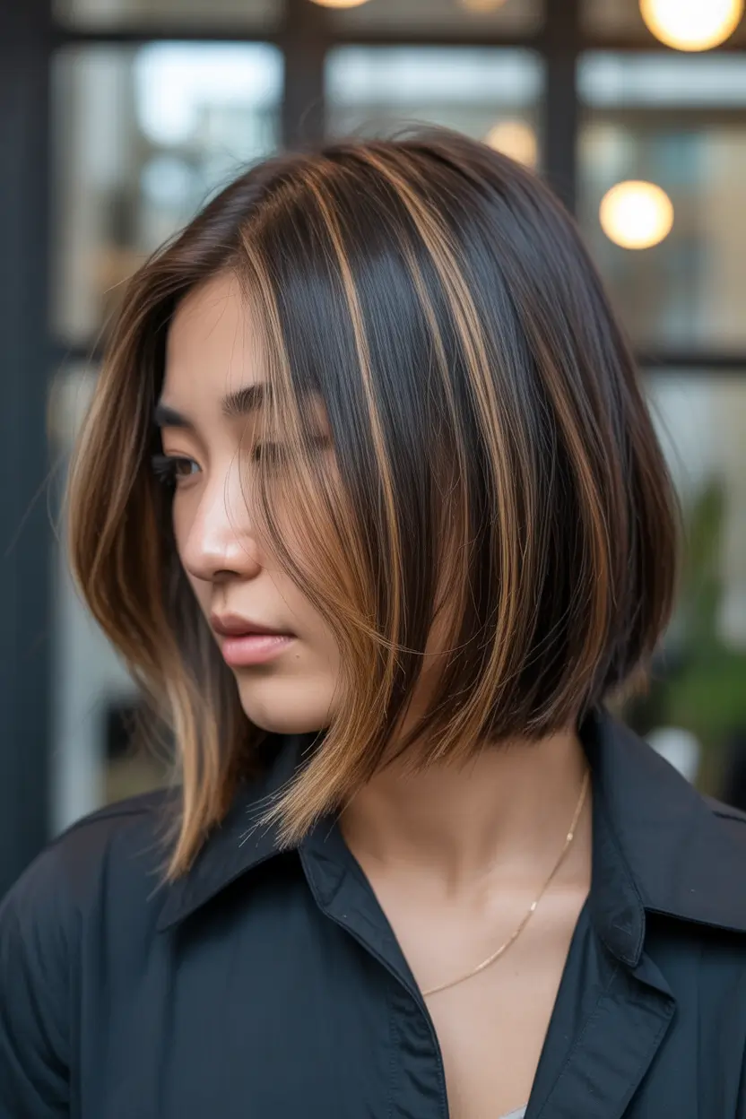 bob haircut styles 2026 Bronde Bob with Dimensional Ribbons