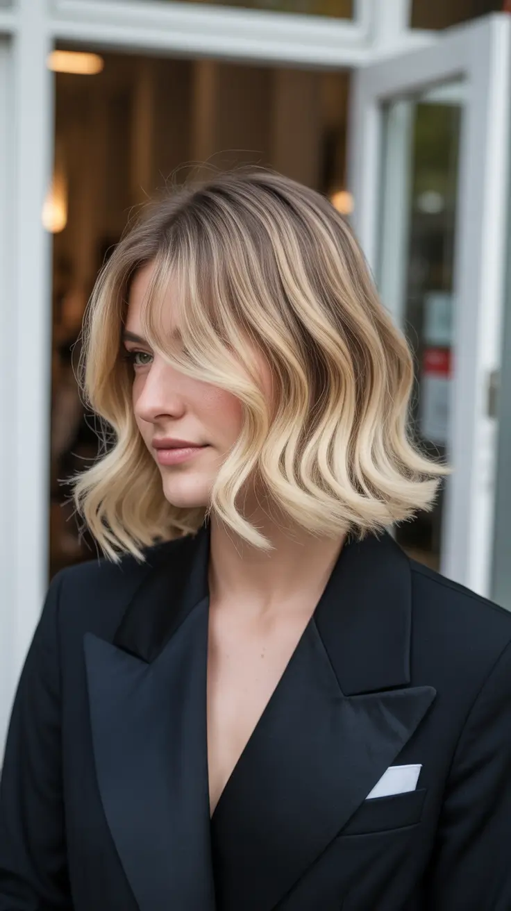 bob haircut styles 2026 Soft Wavy Blonde Bob with Luxe Curve