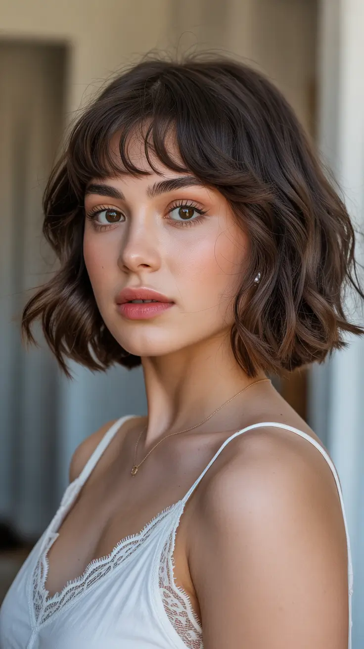 bob haircut styles 2026 French-Inspired Bob with Short Curtain Fringe