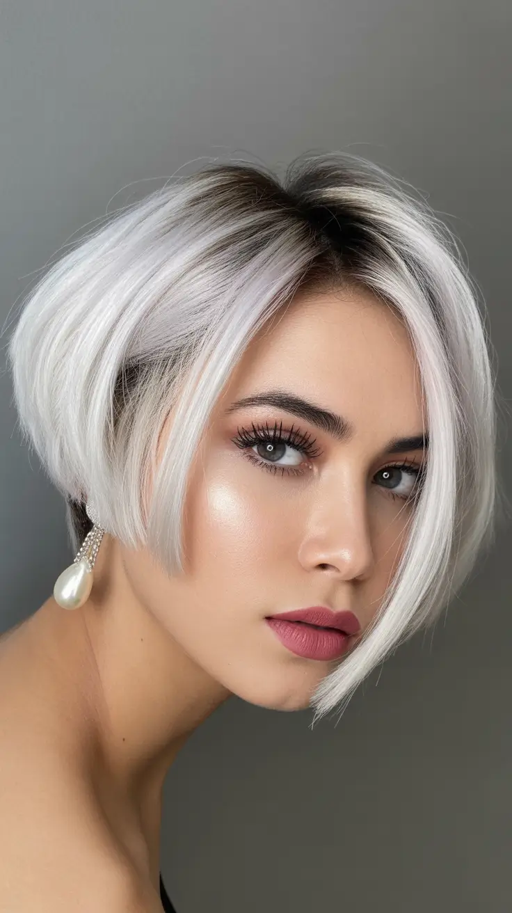 bob haircut styles 2026 High-Volume Silver Bob with Front Angling