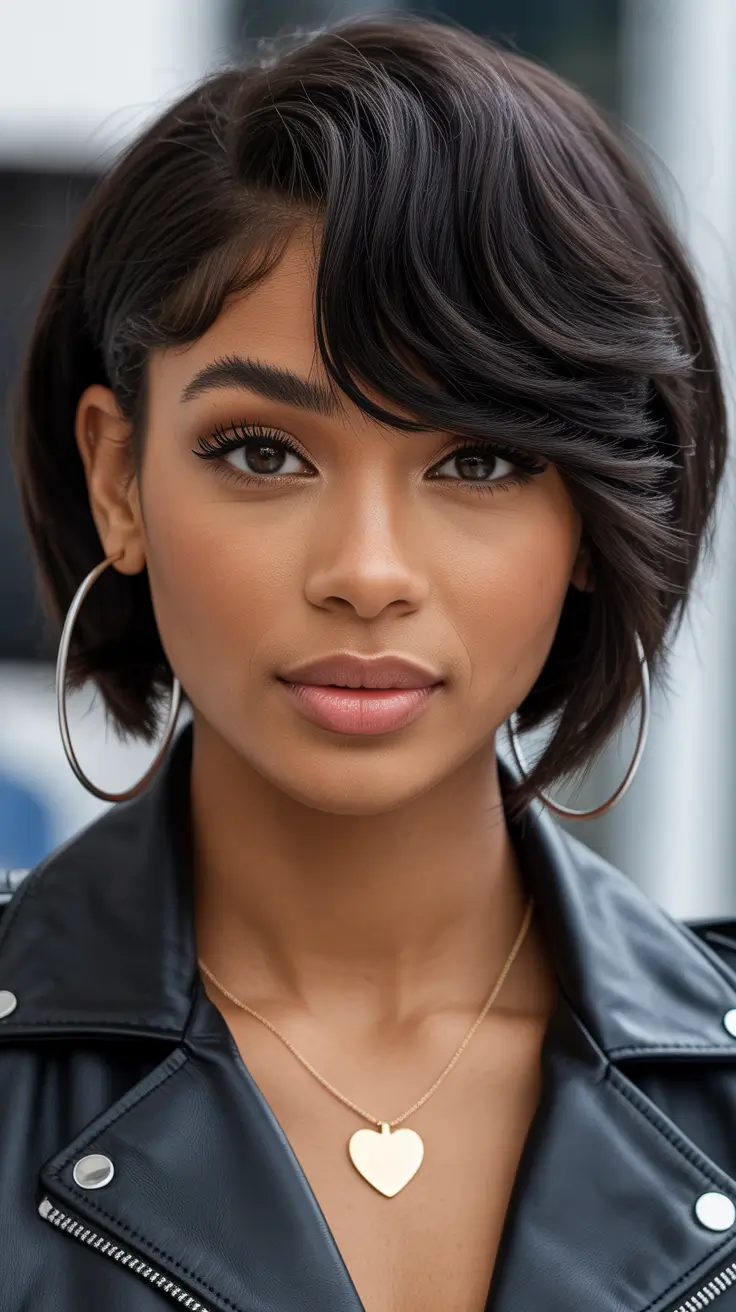hairstyle black women short hair Textured Side-Swept Short Cut