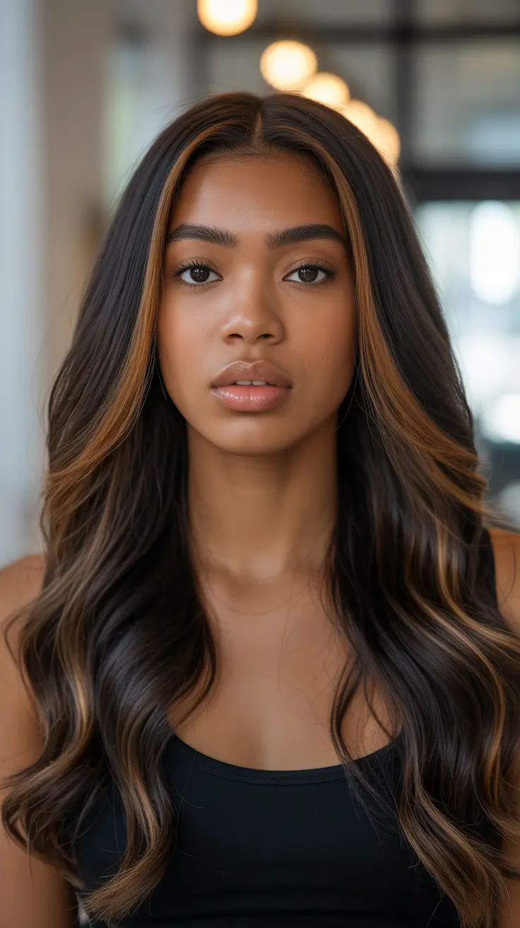 hairstyle black women weave Long Loose Waves With Center Part
