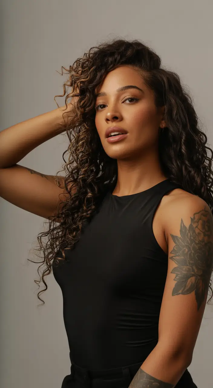 hairstyle black women natural hair Loose Defined Curls With Side Volume