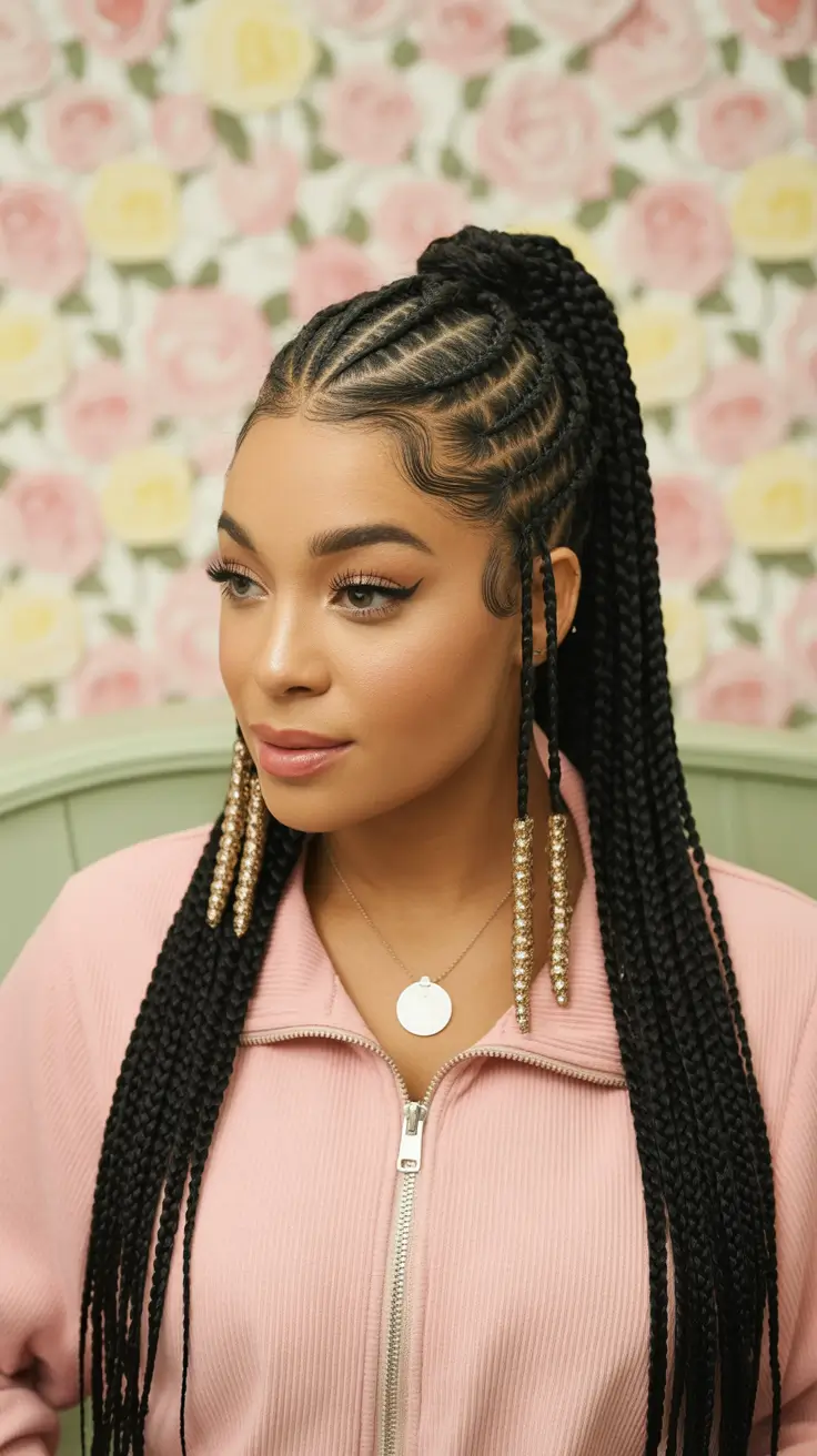 hairstyle black women braided High Ponytail Braids With Sleek Edges