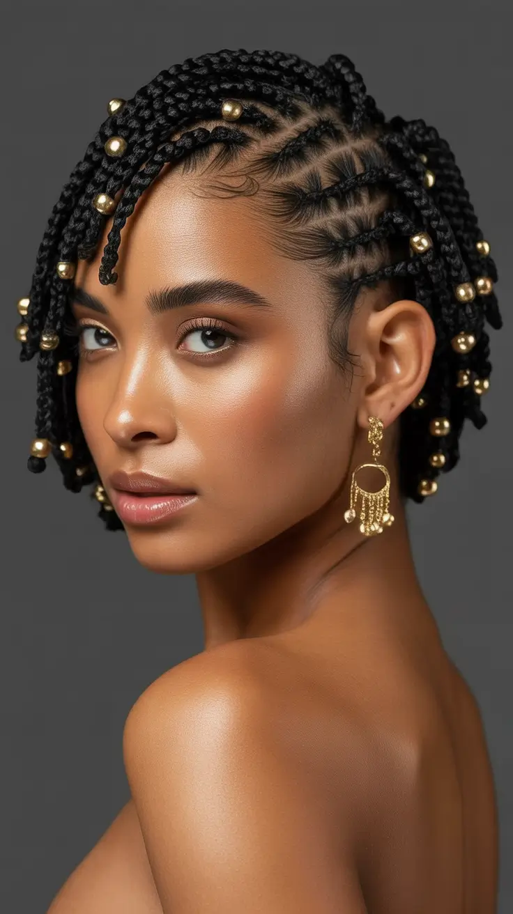 hairstyle black women short hair Sleek Micro Bob With Deep Side Part