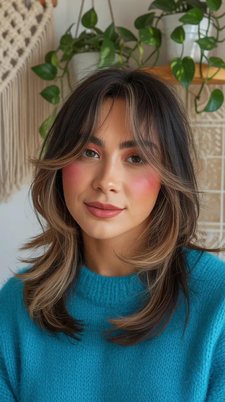 Modern Wolf Haircut 2026 — Warm Dimensional Wolf Cut With Face-Framing Ribbons