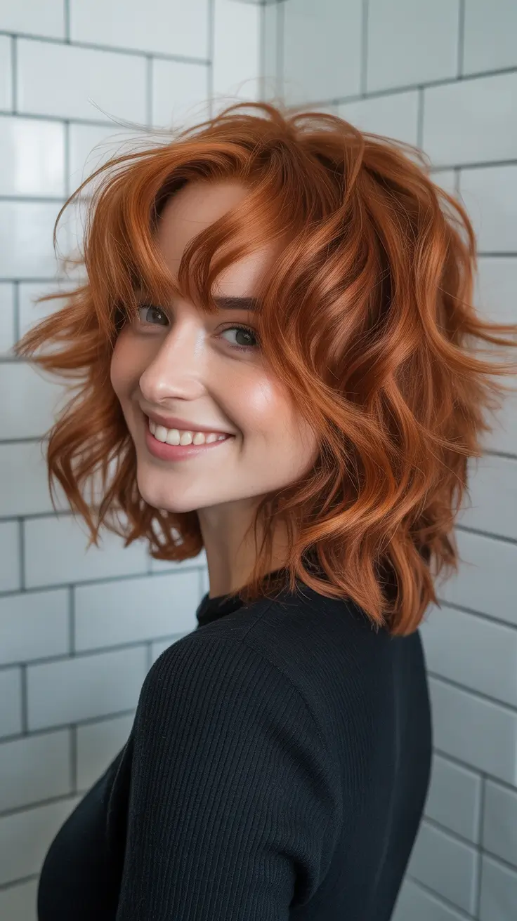 Modern Wolf Haircut 2026 — Radiant Copper Wolf With Soft Spring Waves