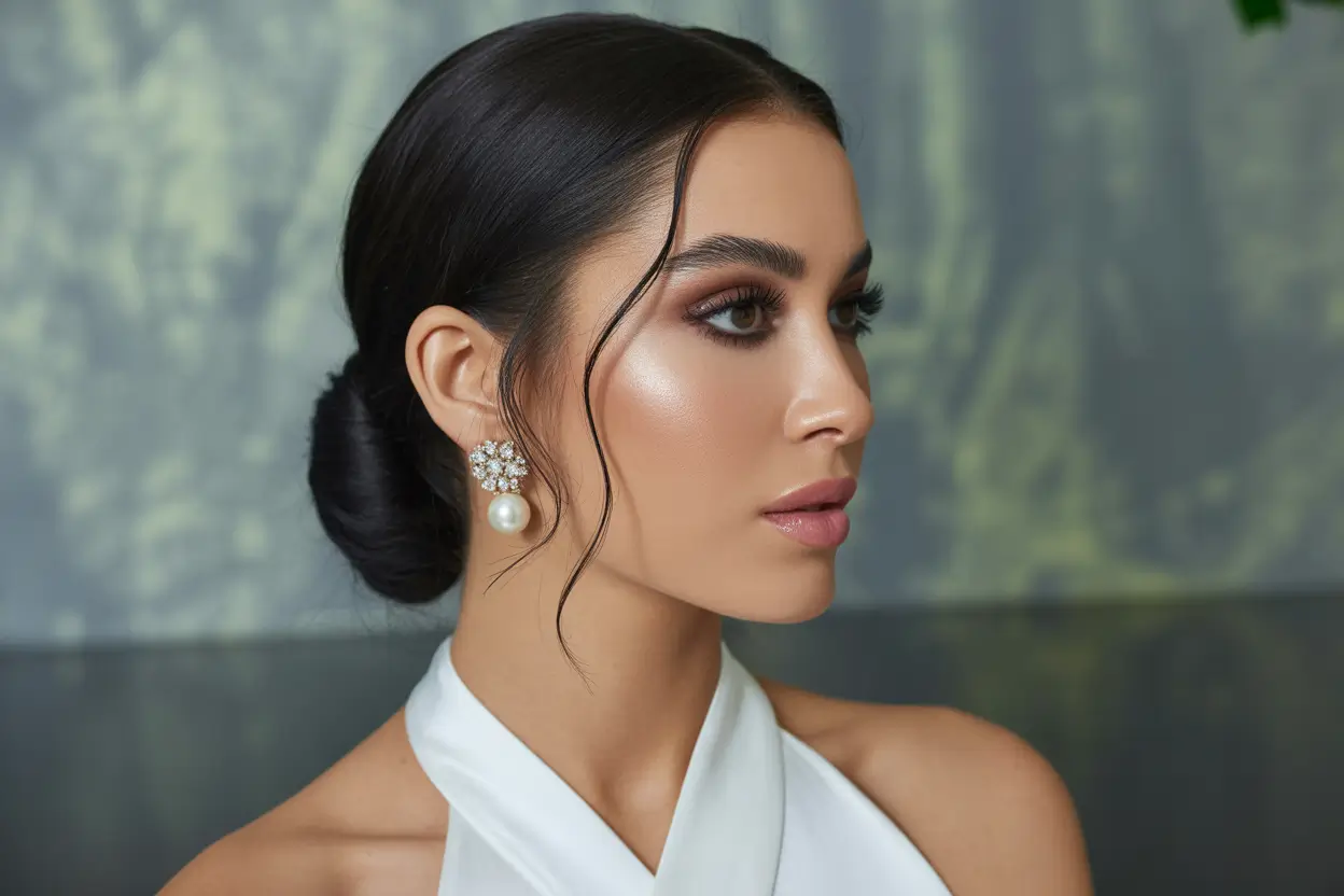 Simple hairdos for 2026 Low Sleek Knot With Face-Framing Veil