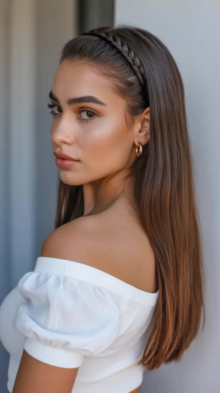 Simple hairdos for 2026 Half-Braided Crown With Sleek Lengths