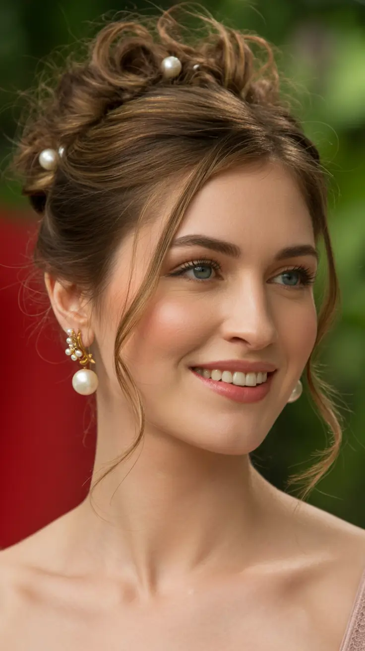 Simple hairdos for 2026 Pearl-Studded Loose Updo