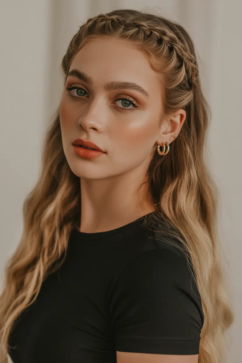 Simple hairdos for 2026 Soft Twin Braids With Loose Waves