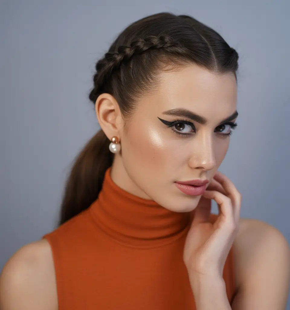 Simple hairdos for 2026 Structured Braided Front With Sleek Ponytail