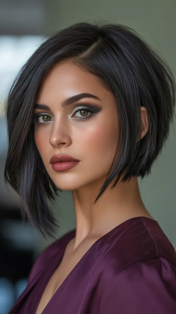 Stylish bob cuts for women 2026 Edgy Black Asymmetrical Bob