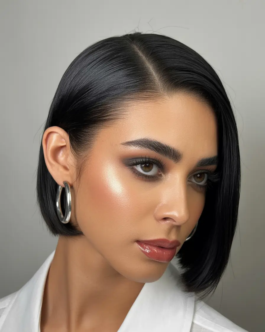 Stylish bob cuts for women 2026 Sleek Angled Black Bob