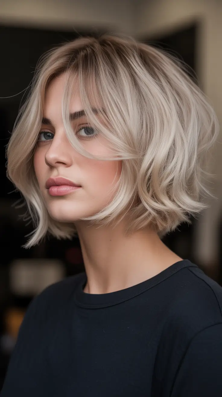 Stylish bob cuts for women 2026 Soft Creamy Blonde Wavy Bob