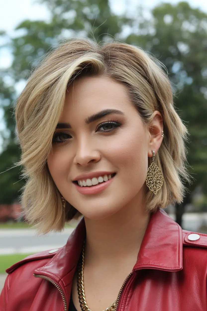 Stylish choppy bob hairstyles 2026 - Side-Swept Blonde Bob with Subtle Angled Shape