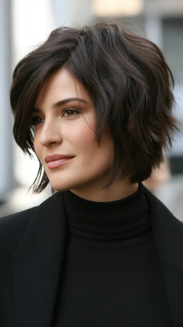 Stylish choppy bob hairstyles 2026 - Choppy Bob with Deep Side Part and Modern Volume