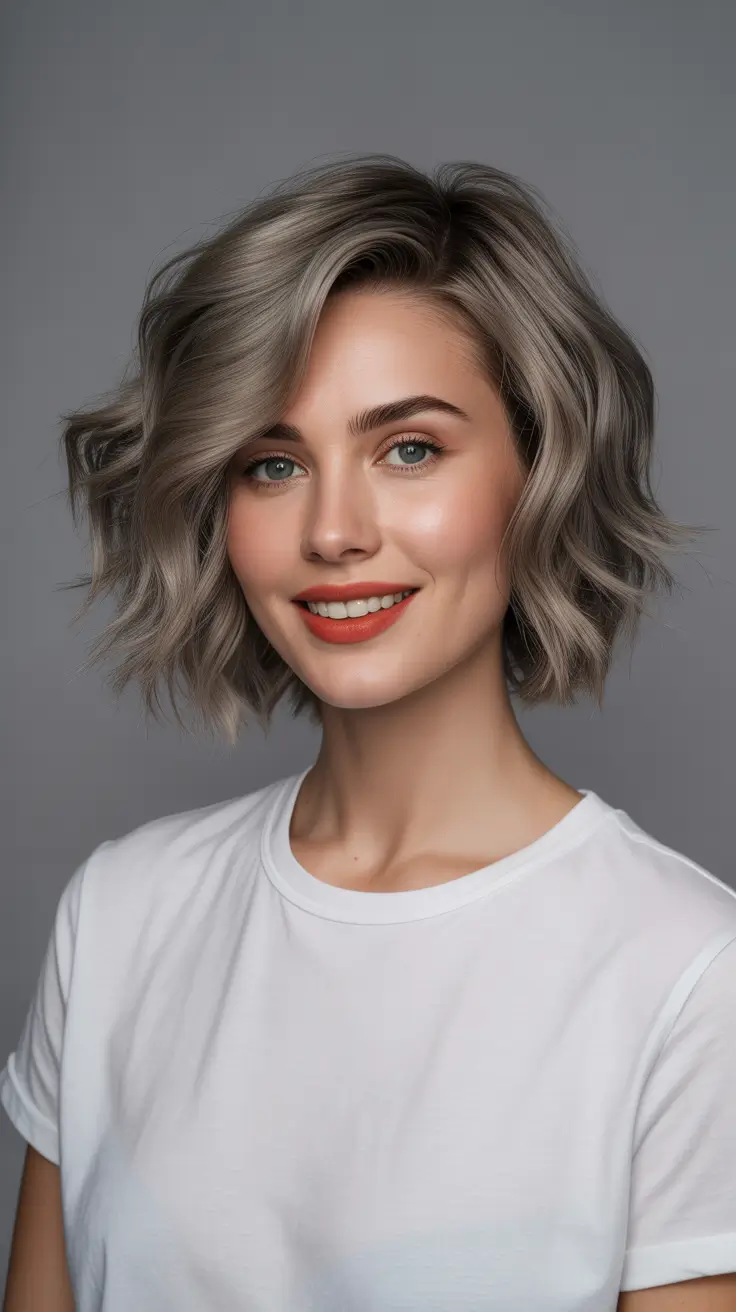Stylish choppy bob hairstyles 2026 - Soft Ashy Bob with Sculpted Waves