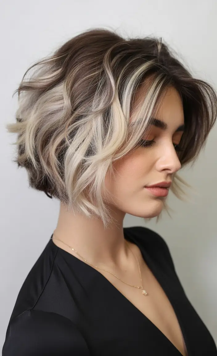 Stylish choppy bob hairstyles 2026 - Shadow-Rooted Blonde Bob with Face-Framing Waves