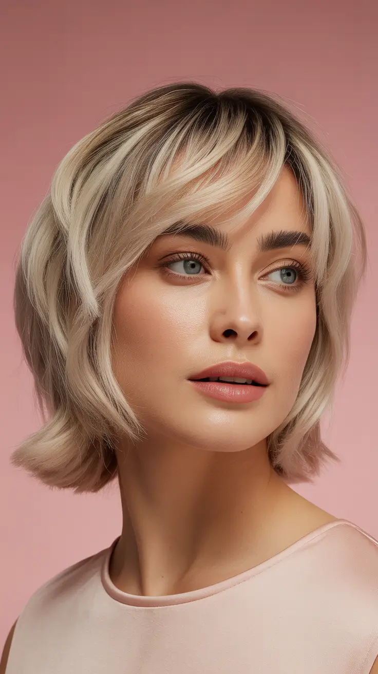 Stylish choppy bob hairstyles 2026 - Blonde Bob with Airy Face-Framing Bangs