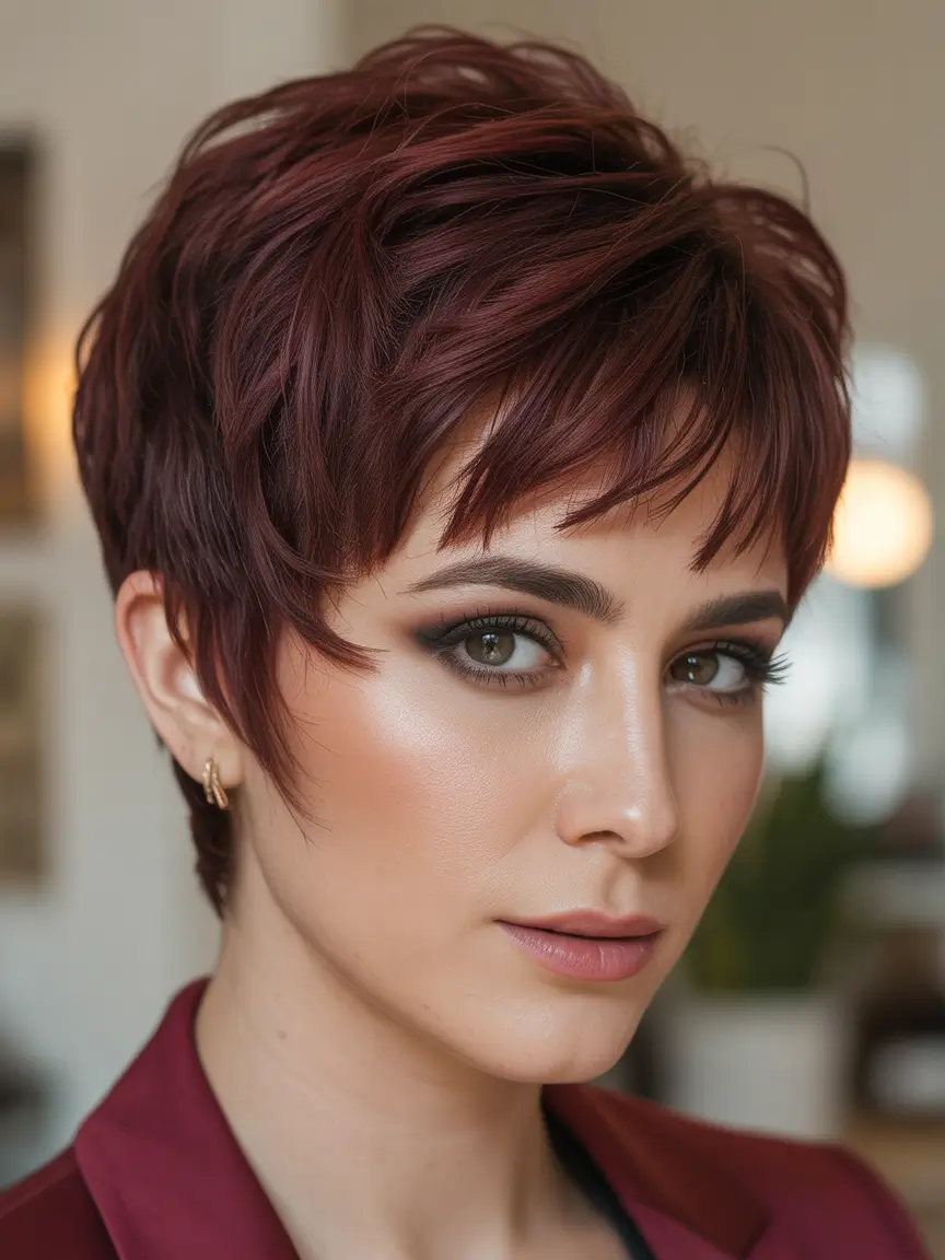 Trendy hairstyles for thick hair 2026 Auburn Pixie