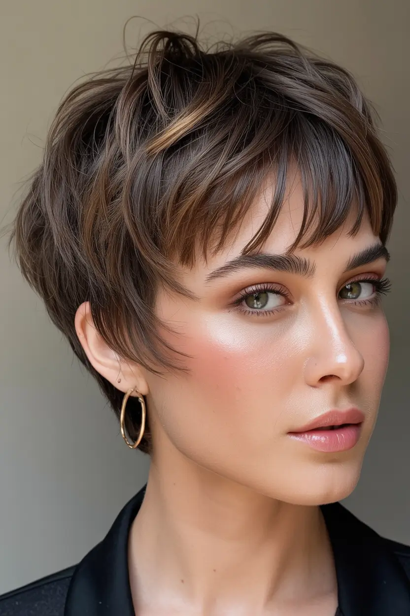 Trendy hairstyles for thick hair 2026 Short Textured Cut with Bangs