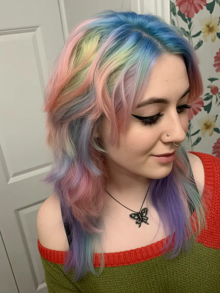 Trendy jellyfish haircut 2026 Rainbow Jellyfish With Soft Volume