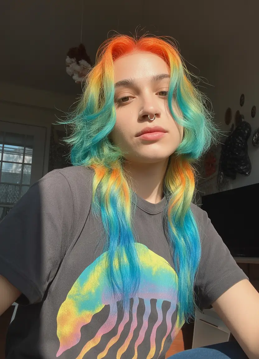 Trendy jellyfish haircut 2026 Sunset Jellyfish With Saturated Color Bands