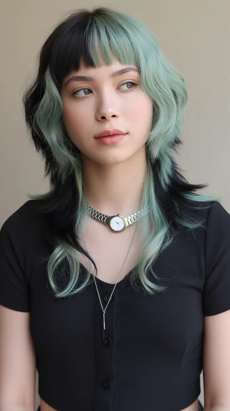 Trendy jellyfish haircut 2026 Split-Tone Jellyfish With Graphic Bangs