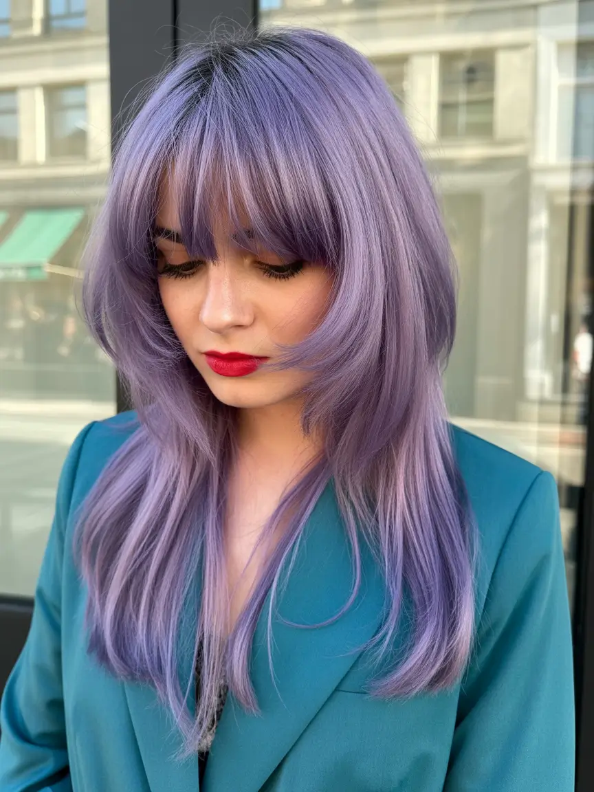 Trendy jellyfish haircut 2026 Lavender Jellyfish With Feathered Lengths