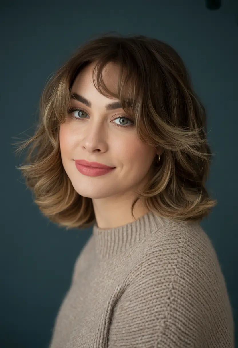 Trendy layered hairstyles 2026 Shaggy Layers with Curtain Bangs