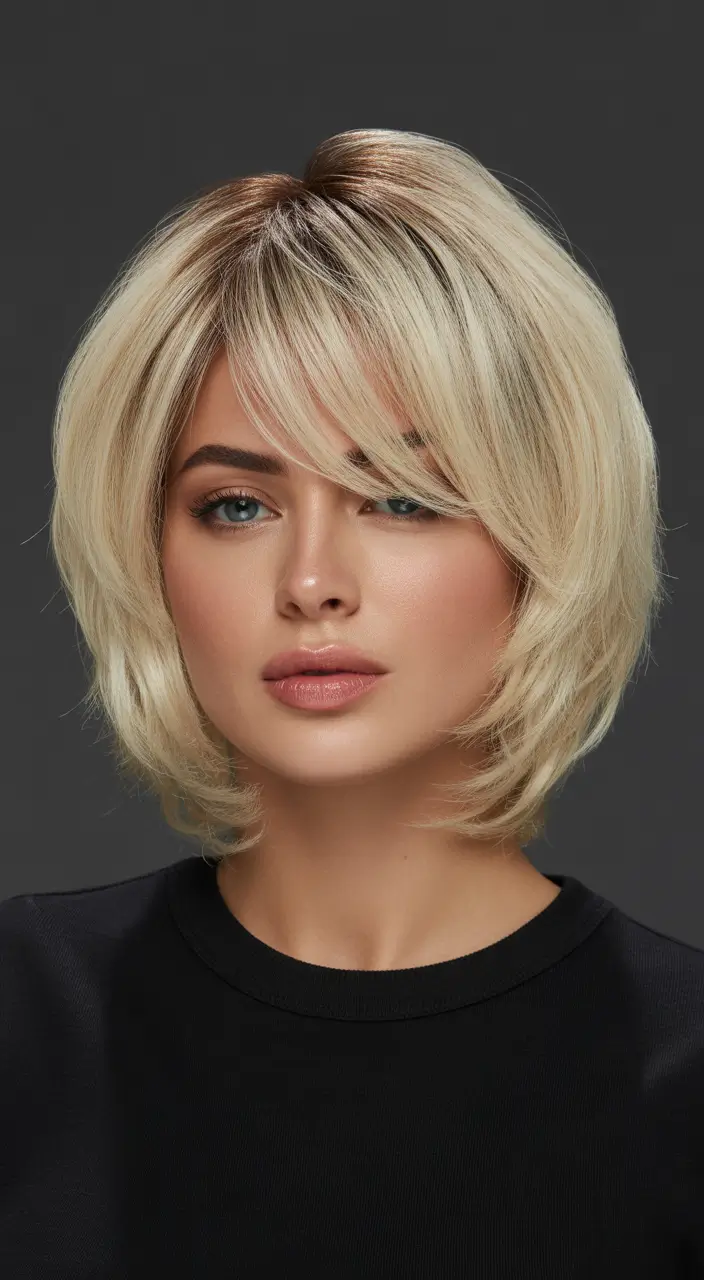 Trendy layered hairstyles 2026 Layered Bob with Side Front