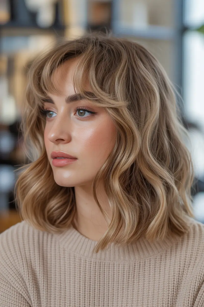 Trendy lob haircuts 2026 Feathered Lob with Soft French Texture