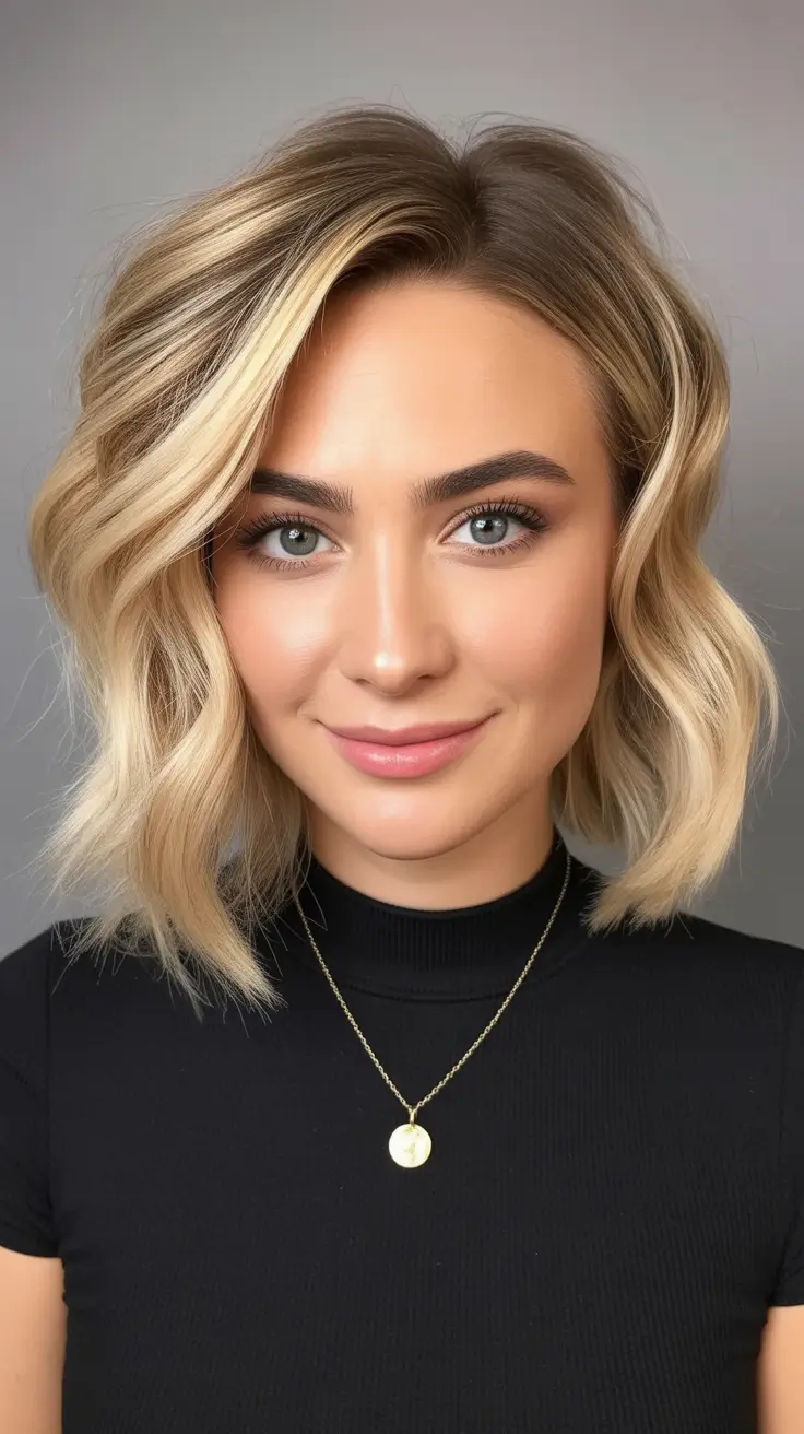 Trendy lob haircuts 2026 Bright Blonde Lob with Beachy Volume