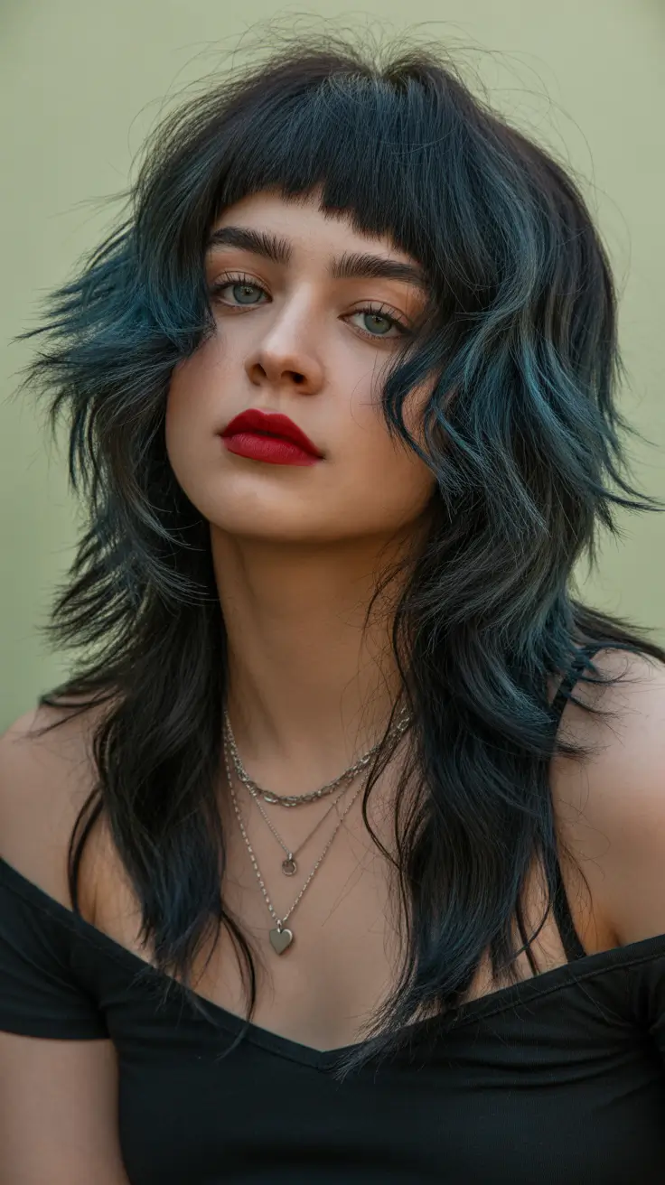 Trendy long hairstyles 2026 Midnight Layers With Fringe Drama