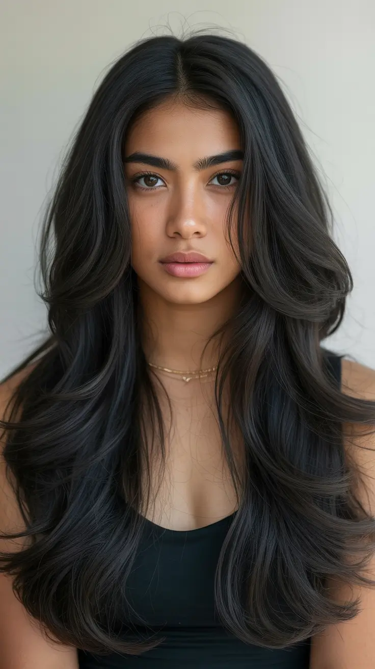 Trendy long hairstyles 2026 Natural Black Layers With Airy Volume