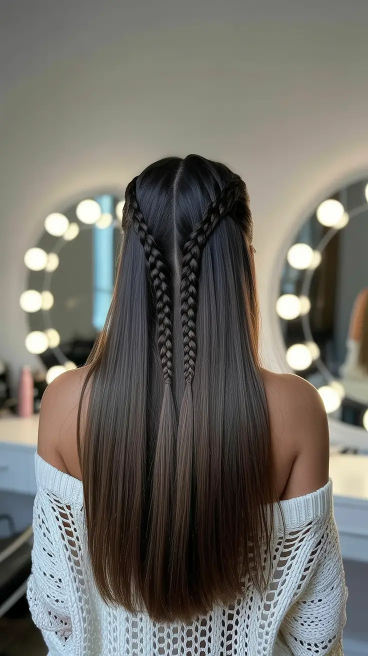 Trendy long hairstyles 2026 Sleek Hair with Braids