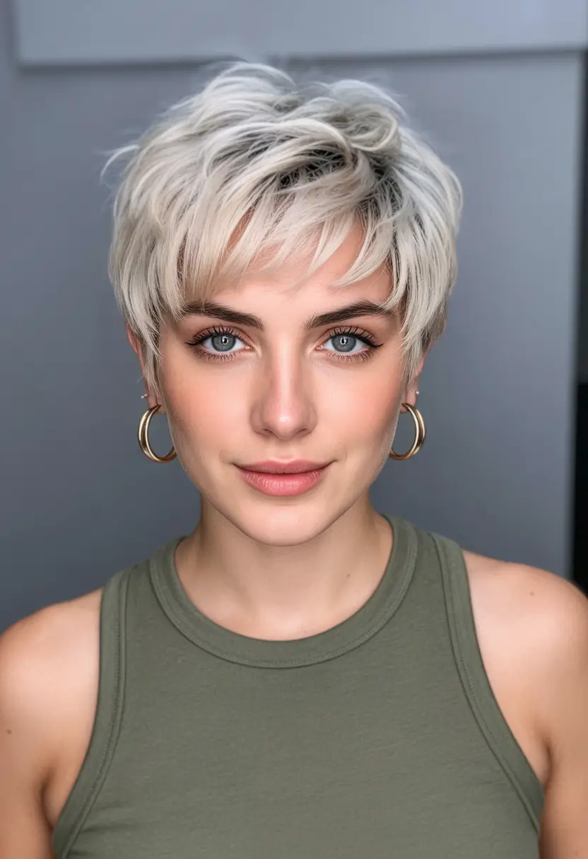 pixie haircut Soft Blonde Texture With Feminine Edge