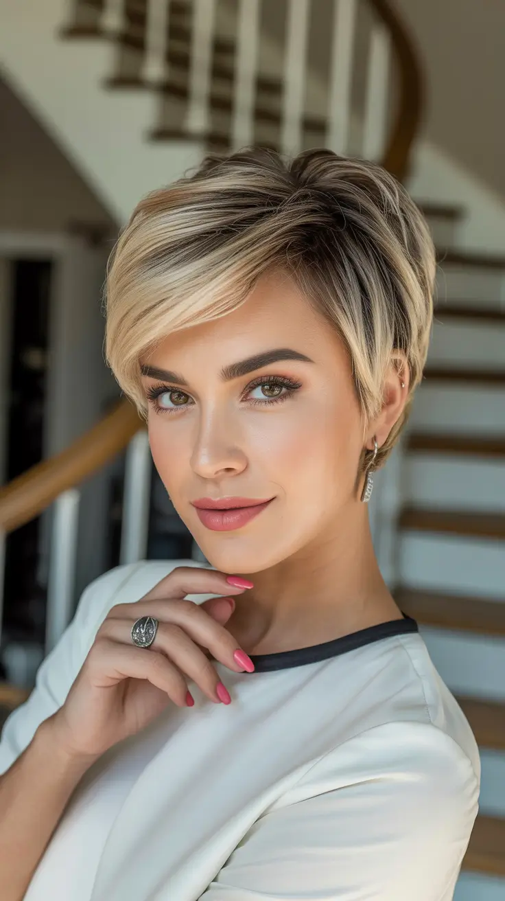 pixie haircut Soft Blonde Pixie With Polished Volume