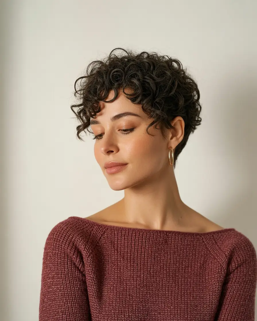 pixie haircut Soft Curly Pixie With Natural Lift