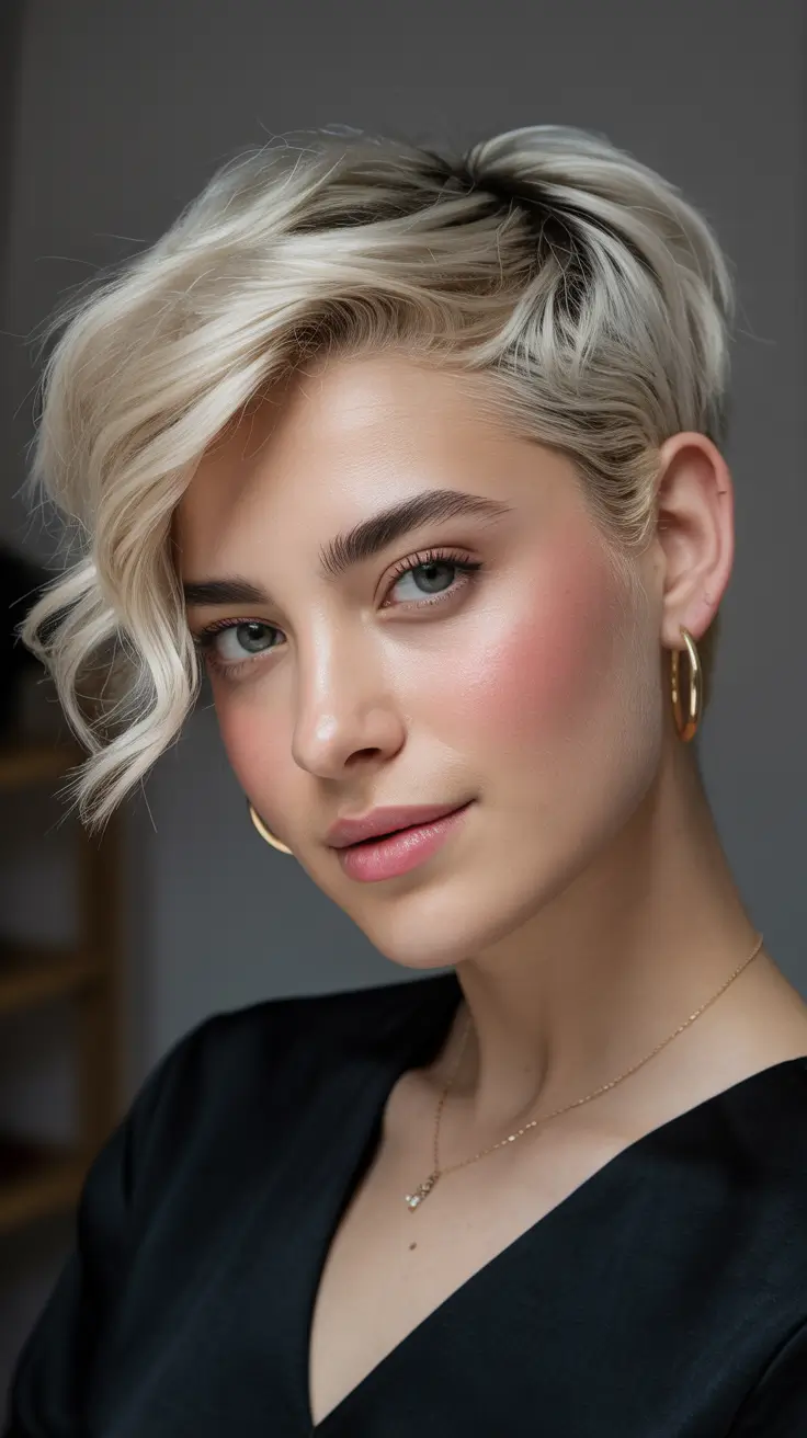 pixie haircut Soft Red Side-Swept Pixie With Longer Fringe