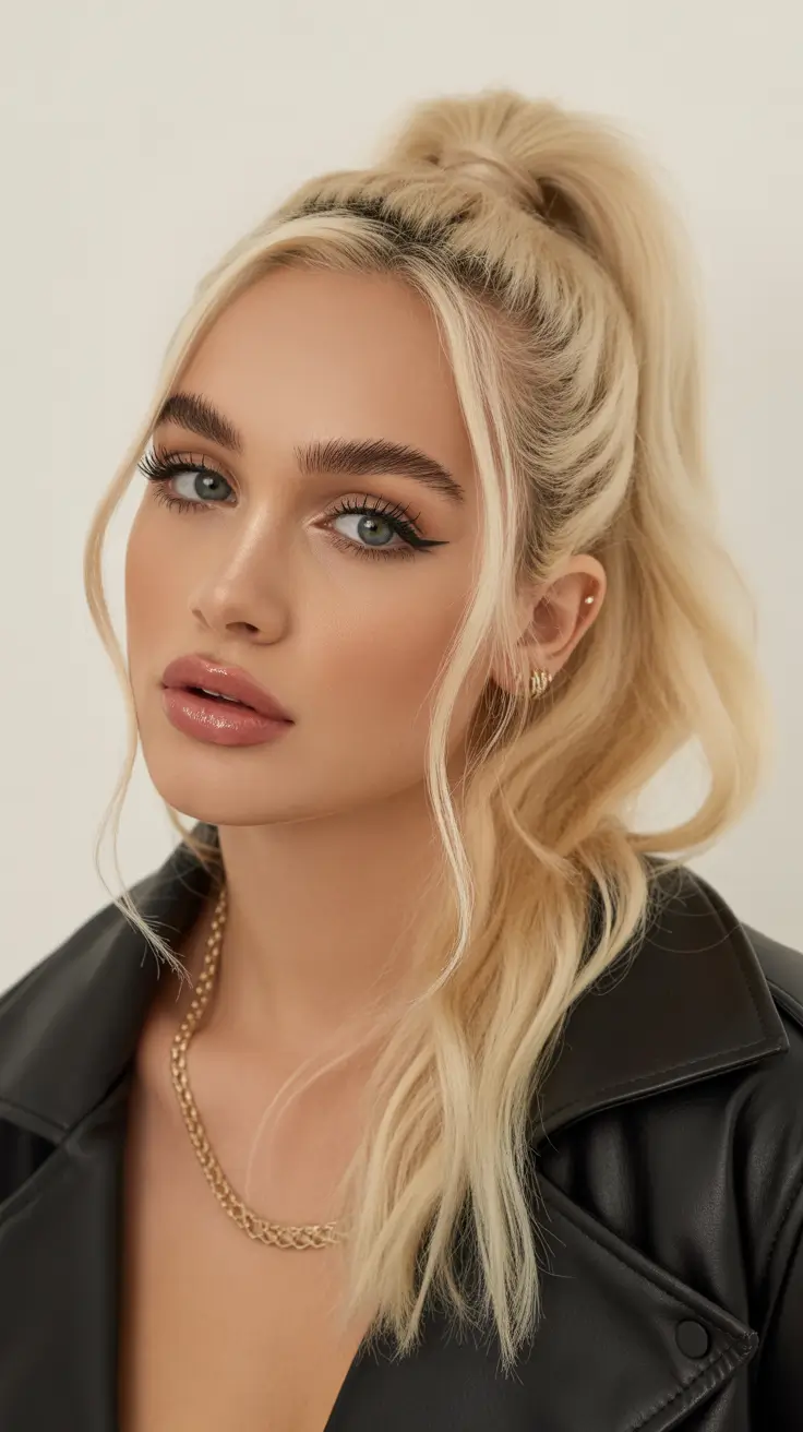 Trendy ponytail hairstyle ideas 2026 Soft High Ponytail With Face-Framing Waves