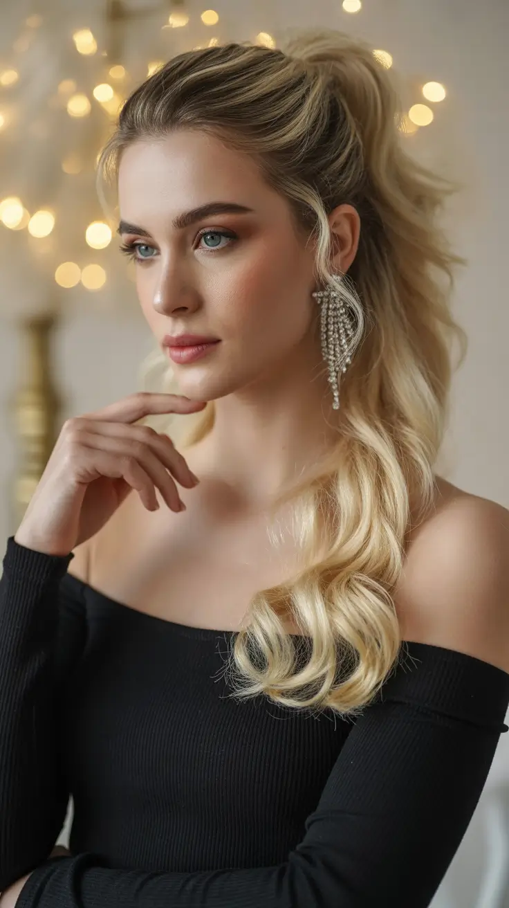 Trendy ponytail hairstyle ideas 2026 Voluminous Curly Ponytail With Soft Frame Pieces