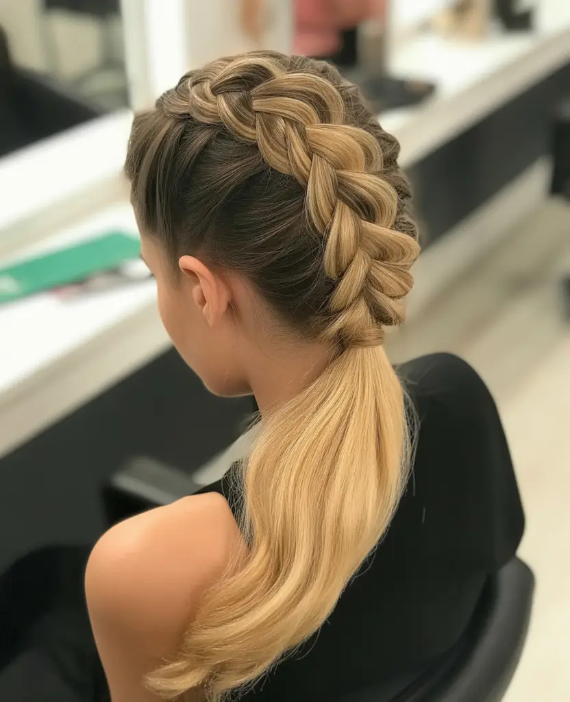 Trendy ponytail hairstyle ideas 2026 French Braid Ponytail With Honeyed Lengths