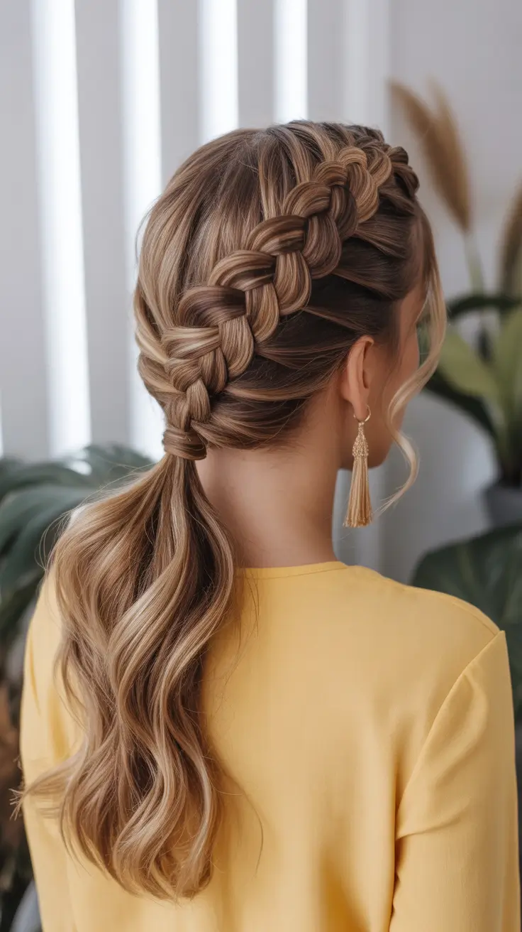 Trendy ponytail hairstyle ideas 2026 Cascading Side Braid Into Flowing Ponytail