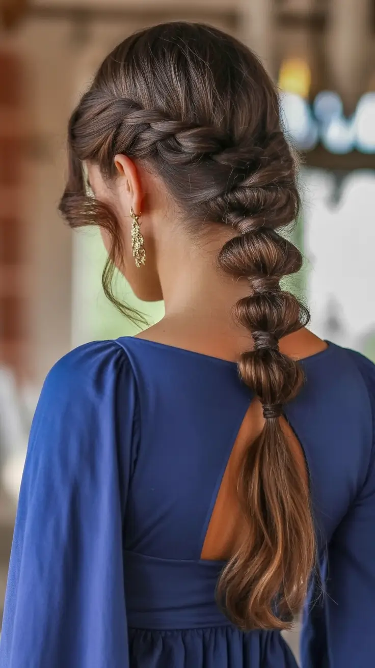 Trendy ponytail hairstyle ideas 2026 Twisted Boho Bubble Ponytail